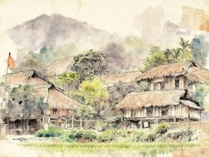 Voyageurs à vélo dans les rizières vietnamiennes